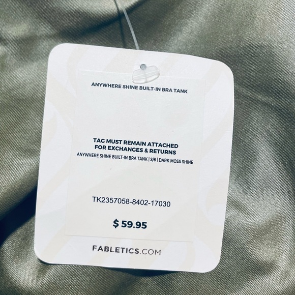 New Fabletics Shine Amywhere Built in Bra Tank Top dark moss S - Picture 7 of 8